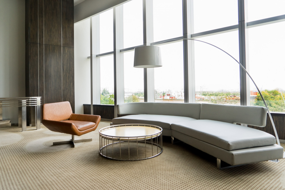 Office sofa set in reception area